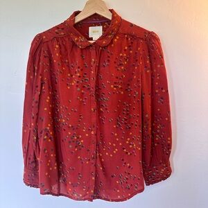 Anthropologie Maeve Polka Dot Blouse
